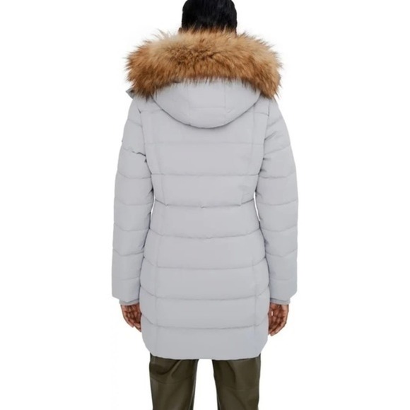 Noize Hannah Ice Gray Faux Fur Trim Hooded Parka Coat Size Small NWT Ice Glacé - Picture 2 of 12